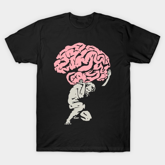 Atlas Holding A Brain - Overthinker T-Shirt by maddude